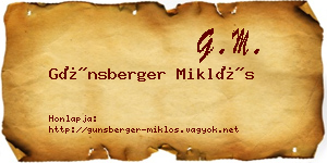 Günsberger Miklós névjegykártya